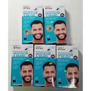 5pk Family Flex Mustache and Beard Brush-In Color Gel Real Black 5 Minute Dye